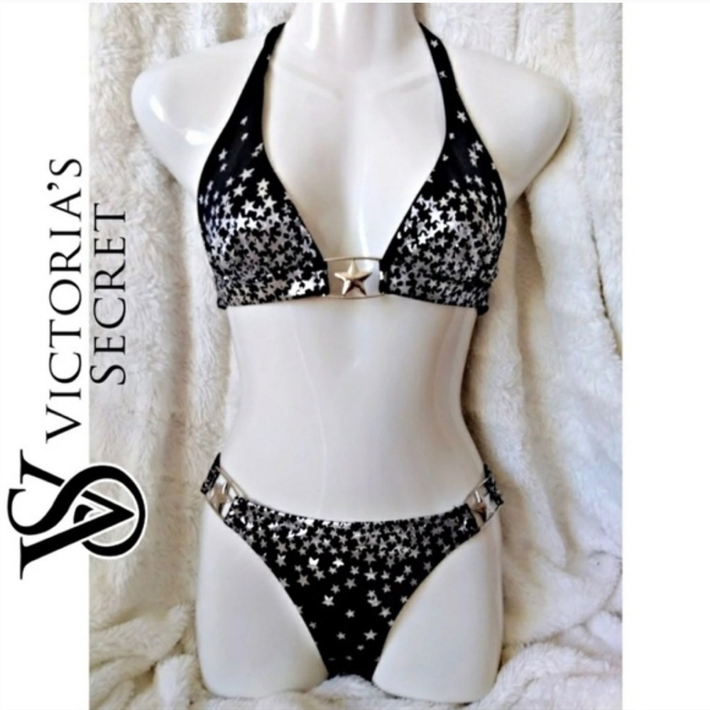 ISO !! black & silver star bikini in XS